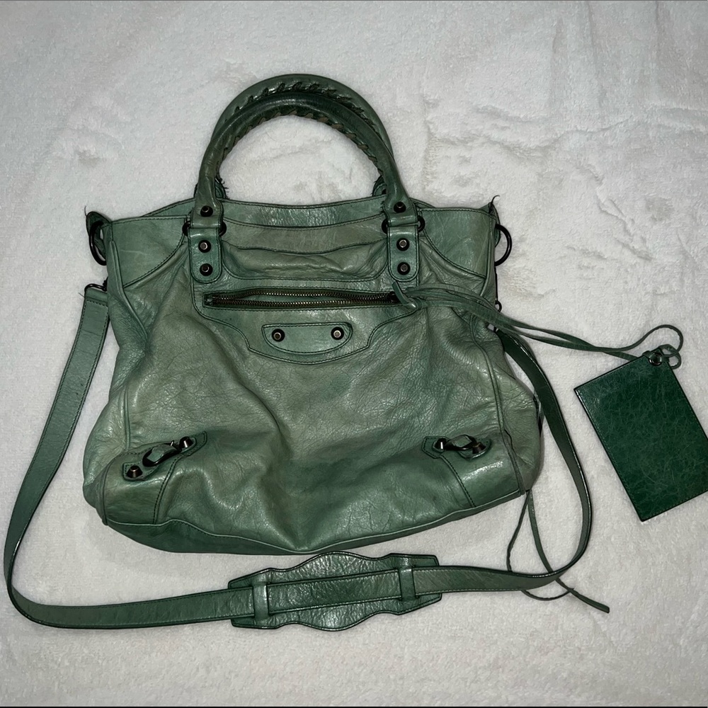 Balenciaga Green Leather Bag